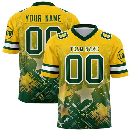 Maillot de Football Américain Imprimé Personnalisé (nom équipe/nom/numéro), Shirt Rugby Oversize Col V Sport pour Homme/Femme/Jeune, Cadeau Super pour Garçons Fans – Trendy & Pratique pour Tout Moment
