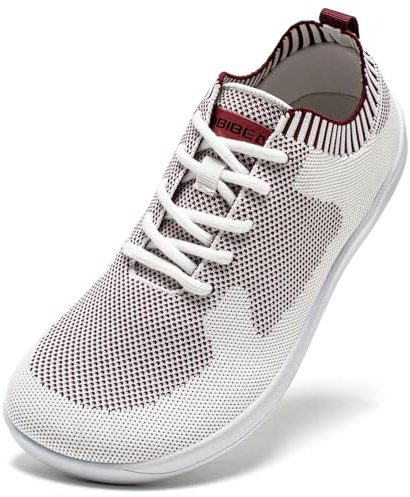 HOBIBEAR Women Barefoot Shoes Men Wide Toe Box Trail Running Mesh Trainers Breathable Comfortable Zero Drop Sole Minimalist for Outdoor Casual Daily Gym Travel Training Walking Red 6