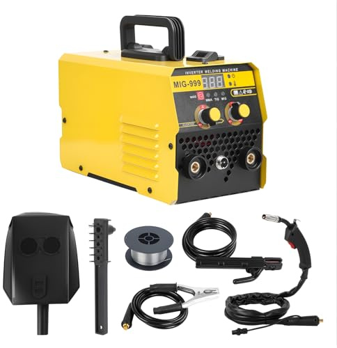 140A 3-in-1 Welder Machine, Portable Welding Machine, IGBT Inverter Gasless MIG/Lift TIG/Stick Arc Welder, Digital Display Mini Welder for Metal, DIY & Repairs Yellow S