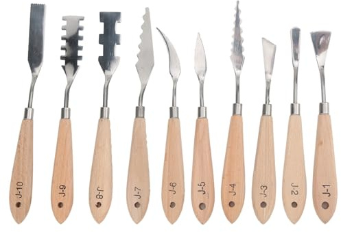 Coltello raschiatore professionale in acciaio inossidabile 10 pz strumento per pittura a olio con bordo a forma di dente per artisti e pittori Diverse dimensioni incluse