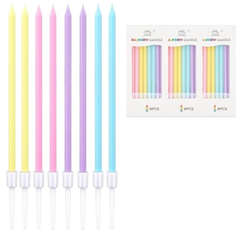 24 Pezzi Candele di Compleanno multicolore,Candele Lunghe per Torte,Decorazioni per Feste a Tema Ragazze,Candeles di Perle per Ragazze e Donne,per Compleanni,Anniversari e Festa delle Ragazzes