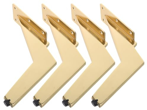 SOPOTUTU 4 pezzi Gambe Mobili in Metallo Angolate da Supporto Regolabile per Divano Tavolo e Mobile Tv Piedi Dorati per Armadio e Panca Facile Installazione e Design Moderno