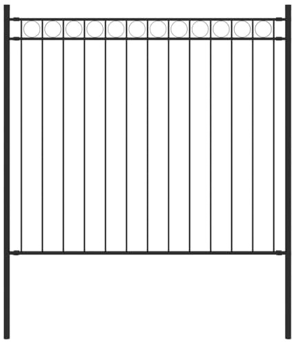 Clôture de jardin en acier - 1,81 x 0,8 m - Noir - Revêtement par pulvérisation - Avec design circulaire - Panneaux de clôture robustes pour jardin, terrasse - Brise-vue