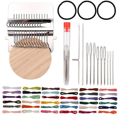 Fukaisu Kit di Strumenti Tessitura Tipo Speedweve per Piccoli Telai, Kit Mini Telai da Rammendo Forniture Cucito Portatili per Riparare Calzini Jeans Vestiti e Altro Ancora