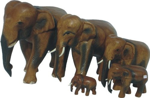 Kunsthandwerk Asien 1 Elefant laufend, Holz-Elefant (7 cm)