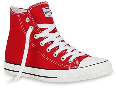 stiefelparadies Herren Schuhe High Top Sneakers Schnürer Sportschuhe 54239 Rot Ambler 40 Flandell