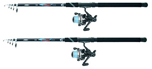 2 x Jenzi Allround Hecht Karpfen Zander Forelle Teleskoprute mit Rolle und Schnur NEU ! Angelset