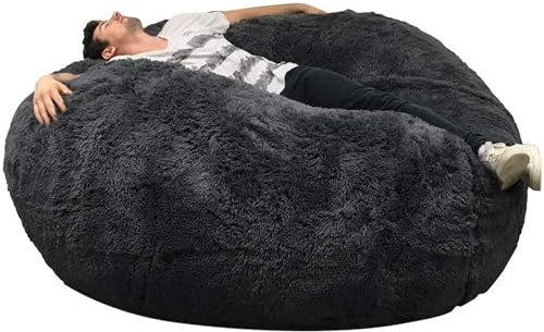 bananair - Sitzsack XXL mit Füllung für Erwachsene - Ultra Weich und Bequem mit Schaumstoff Füllung - Maschinenwaschbarer Bezug - Giant Bean Bag Chair, Sofa, Bed, Couch (140 cm, Grau)