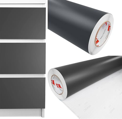 DecoMeister Möbelfolie selbstklebend 100x200 cm | Einfarbig Klebefolie für Möbel | Klebefolie Möbel - einfache Anwendung, ideal für die Renovierung von Küche oder Bad | Möbelfolie | Graphitgrau Matt