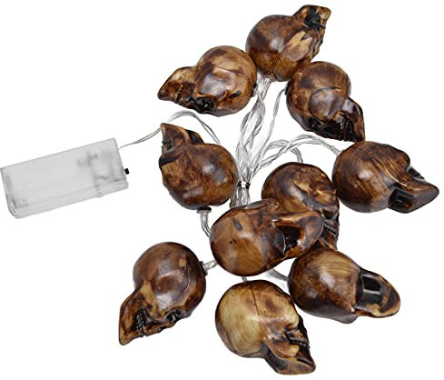 Haofy Dekorationen Lichterketten, Totenkopf Lichterkette 10LEDs Schreckliches Lebensechtes Batteriebetriebenes Halloween-Licht für Outdoor-Party-Hof