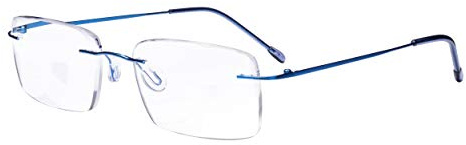 Eyekepper Occhiali da Lettura Senza Montatura per Uomo - Senza Cornice Rettangolo Lettori Blu +1.50