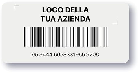 Etichette inventario beni cespiti personalizzate 47 x 22 mm in poliestere argento opaco (500)