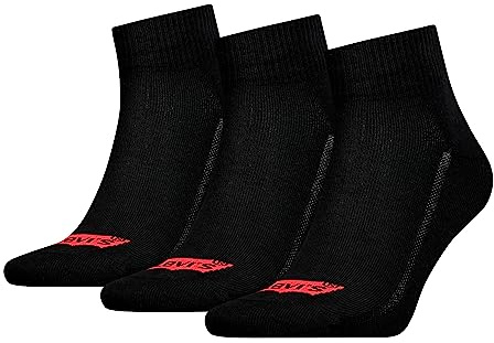 Levi's Quarter Calcetines, Negro (Black), 39-42 (Pack de 3) Unisex Adulto