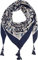fashionchimp Damenschal mit Zier-Quasten und Muster-Mix Stickerei, Fransen-Schal, Dreieck-Tuch (Blau Blüten)