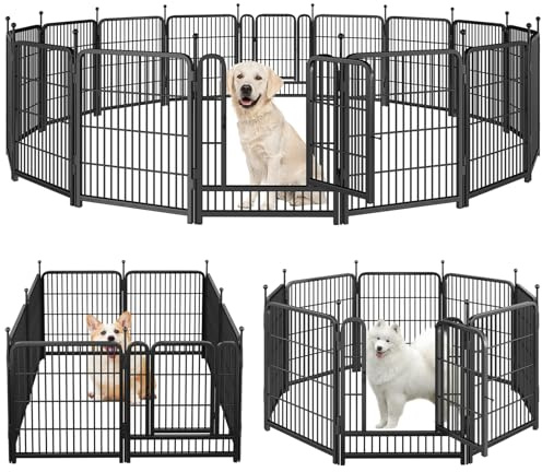 Dog Playpen Portable Outdoor Dog Fence, Dog Playpen for Large/Medium/Small Dogs, Dog Fences for The Yard with Doors Foldable Metal