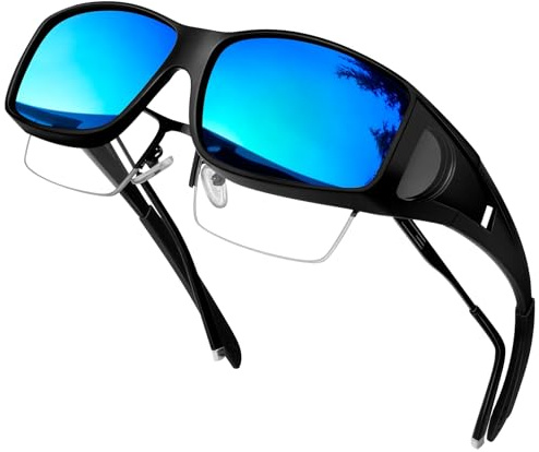 KANASTAL Surlunettes de Soleil Polarisées pour Homme et Femme UV400 Bleu Miroir