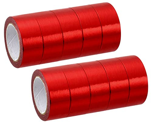 PATIKIL Metálico Washi Cinta 15mm x 5m, 10 Paquete Espejo Arte Papel Cintas Washi Enmascaramiento Autoadhesivo para Bricolaje Arte Artesanía Envoltura Decoración, Rojo