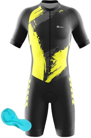 Herren Pro Fahrrad Skinsuit Kurzarm, Triathlon Anzug Herren Herren Radsportanzug gepolstert einteilig Trisuit Bike Top Short Trisuit Einteiler,Laufen Schwimmen Fahrradfahren (5,S)