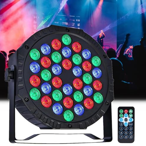 ZHENNBY Lumière de Scène Par LED 36 Lampe RGB Lumiere DJ Fête Eclairage de Scène DMX avec Télécommande Éclairage de Scène pour Disco Soiree Mariage Lumière d'ambiance Bar Noël Halloween - 1 pack