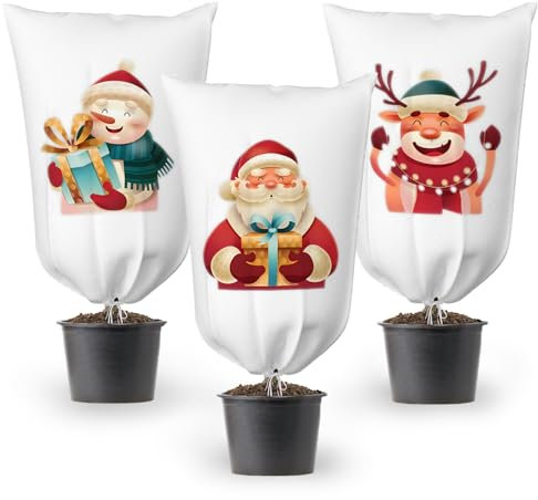 iDattel 3 Stück Winterschutz für Pflanzen,90x110cm Frostschutz pflanzenschutz Winter,85g/ m² Wiederverwendbar jutesack Weihnachten pflanzenschutz Winter für Olivenbaum Palmen