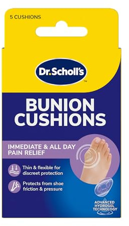 Dr. Scholl's Bunion Cushions with Hydrogel Technology, Pack of 5 - Immediate, All-Day Bunion Pain Relief, Bunion Pads, Bunion Protector, Protects from Shoe Friction and Pressure, Thin, Flexible