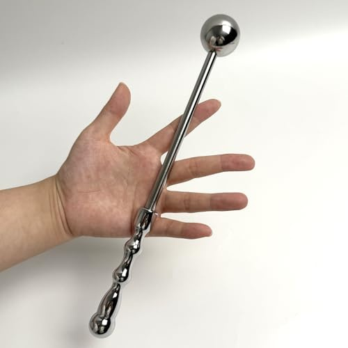 Handheld Stainless Steel Ball-Shaped Massage G Spot Wand Anal Probe Metal Anal Butt Plug Masturbation Pleasure Stick Anus Stimulation Sex Toy for Men Women Couple (S)
