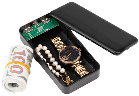 Coffre-fort de dérivation – Coffre portable déguisé, compartiment caché, boîte de rangement en forme de banque d'alimentation pour bijoux et porte-clés