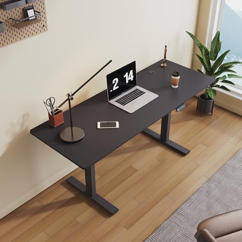 SONNI höjdjusterbart skrivbord elektriskt, 160 x 60 cm, borstlös motor med 3 minnesfunktioner, anti-kollisionssystem och kabelhantering, ståsitsbord för hemmakontor, 80 kg lastkapacitet, svart