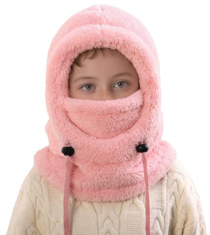 Générique Cagoule Unisexe Garcon Fille Thermique Bonnet Écharpe Enfant Hiver Chaud Ensamble Balaclava Casquette Polaire Enfant Chaud Cache Cou Oreilles Chapeau 3-10 Ans