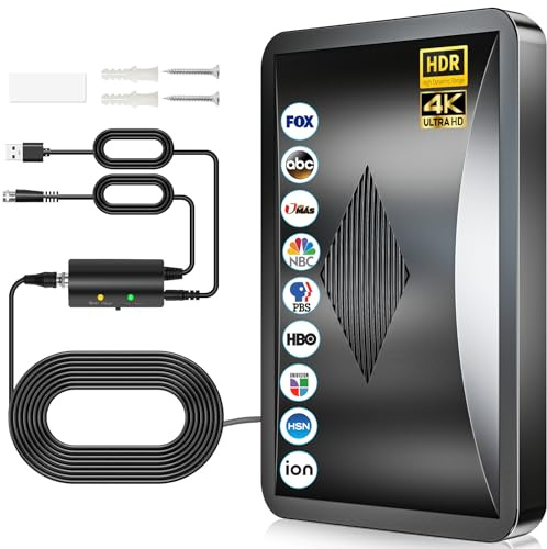 2026 Upgraded TV Antenna Indoor, 3600+ Miles Long Range HDTV Antenna for Smart TV Indoor, Digital Antenna for Local Channels 4K 1080P with Amplifier Signal Booster -38 FT Thick Coaxial Cable