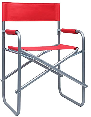 HFMDRMU Sedia da regista pieghevole in acciaio rosso, 2 pezzi, resistente alle intemperie, portata fino a 110 kg, per campeggio e spiaggia