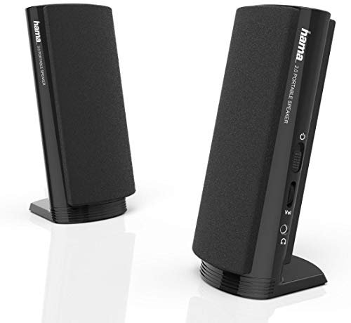 Hama Multimedia Lautsprecher E 80 (PC Lautsprecher mit 3,5 mm Klinke, USB, 2,5 W, aktive Boxen für Computer, Laptop, Notebook, Smartphone, Tablet) schwarz