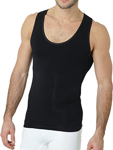 UnsichtBra Shapewear Unterhemd Herren | Bauchweg Unterhemd | Kompressionsshirt/Body Shaper Funktionsshirt | Compression Shirt Slimming – Weiß, Beige, Schwarz(sw_7100)(XL, Schwarz)