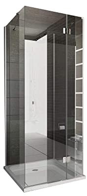 Alpenberger U-Form mit 3 Glasseiten Antikalk Duschkabine 80(2) x 90 x 195 | Extra starkes 6 mm ESG-Sicherheitsglas TÜV Rheinland geprüft | Komplettdusche mit Nano Besichtigung | Anschlag rechts&links