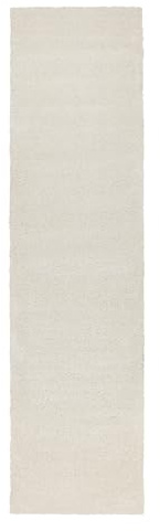 Wecon Home, Moderner Hochflor Teppich - Läufer im Berber Style für Wohnzimmer, Flur, Schlafzimmer Studio Zero (80 x 300 cm, Creme beige)