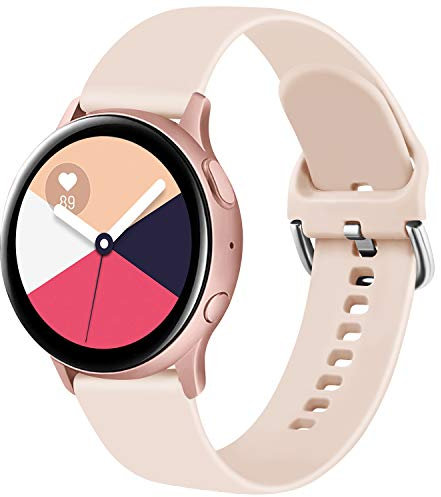 ZGCE Armband Kompatibel mit Samsung Galaxy Watch Active/Active2 40mm/44mm Armband, 20mm Weiche Silikon Ersatz Uhrenarmband für Samsung Galaxy Watch 42mm / Galaxy Watch 3 41mm (S,Rosa)
