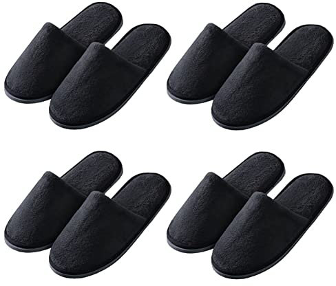 Teceyfeet Chaussons Invités 4 Paires - Chausson Spa Fermé Lavables et Réutilisables Deux Tailles Homme Femme Pour Salle de Bains Maison Voyage Mariage Hôtel