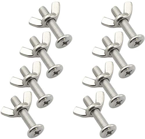TAODAN 10PCS Stainless Steel Large Flat Head Screws M6x30 1/4 x 1-1/4 Sidewalk Bolts with 10 Wing Nuts