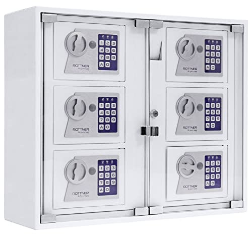 Rottner Key Issuance Keysystem 6 Outdoor Electronic Lock White (HxWxD) 474x565x180 mm External Mounting Plexiglass Panel 6 Compartments with 2 Emergency Keys including Mounting Material