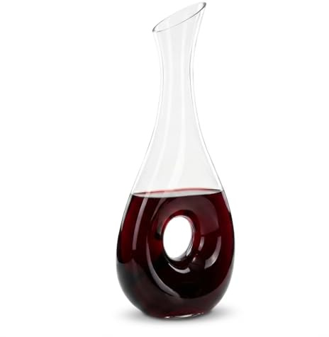 QWORK Crystal Wine Decanter - Snail Shaped Hand Blown Red Wine Carafe, 1000ml Aerator & Dispenser for Home Bar