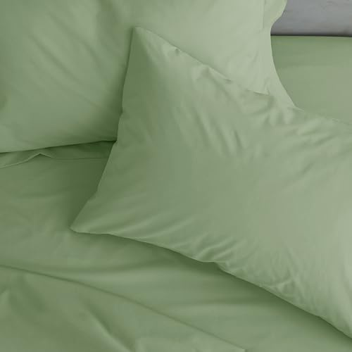 Catherine Lansfield Easy Iron Percale Standard Pillowcase Pair Sage Green