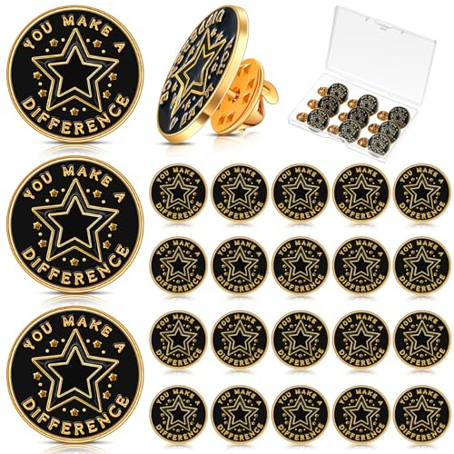 Dilunave 24 Pcs Employee of the Month Lapel Pin Employee Star Recognition Pins Staff of the Month Badge Appreciation Gifts or Award Employees Staff Team Gift Coworkers Reward