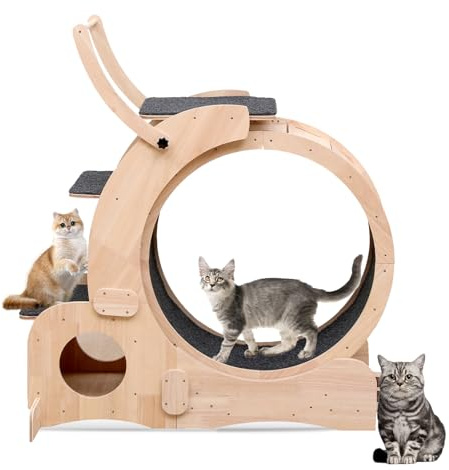 Cat Wheel 7-in-1 Upgraded Exercise Treadmill for Indoor Cats，Cat Treadmill with Silent Running Wheel, Cat Tunnel, Cat Wheels for Indoor Cats, Perfect Cat Jym & Toy for Endless Fun & Fitness