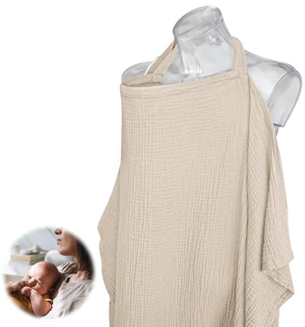 Elegant Nursing Cover for Breastfeeding - Cotton, Breathable & Stylish Muslin Cover with Rigid Hoop, Perfect for Baby Feeding, Stroller & Car Seat Protection