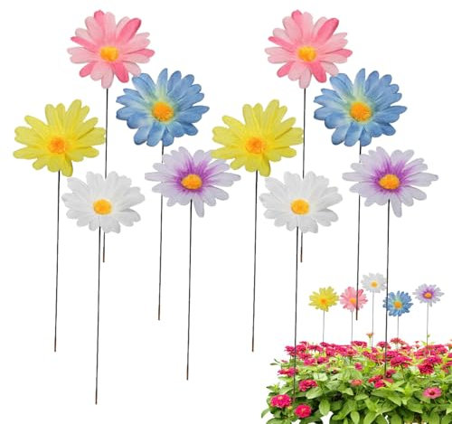 20 spine da giardino in metallo, motivo margherita, decorazione floreale, per giardino, prato, cortile, decorazione esterna