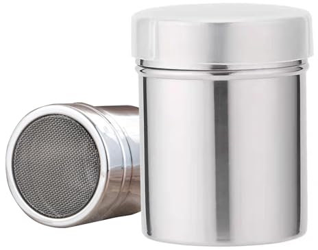 ZFRITP Saupoudreuse Sucre Glace, Saupoudreuse Cacao, Sucre De Coco, Sucrier Pour Sucre En Poudre, Shaker Chocolat En Poudre En Inox, Boite A Sucre En Poudre Pour Dragées De Cacao Et De Café 5x7cm