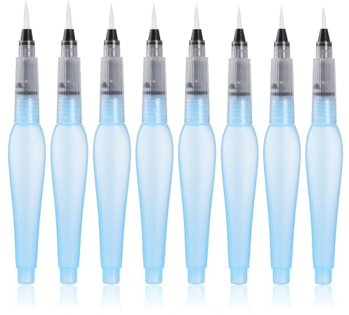 BOHUIZ 8Pcs Watercolor Brush Pens, Refillable Water Brush Pens Premium Leakproof Watercolor Pen for Watercolour Painting Artists Calligraphy Gouache