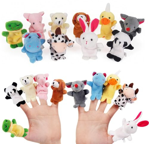 LACHT 10 pièces marionnettes à doigts Marionnettes à Doigts Petit Cadeau d'anniversaire d'enfant Ensemble de Jouets en Peluche pour garçons et Filles Cadeaux pour Noël, Pâques et fête d'enfants