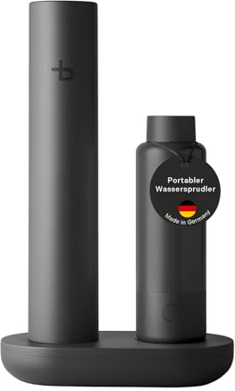 bottleplus 100% gorgogliatore senza plastica To Go – fino a 6 l di acqua frizzante in viaggio – Set Spark Sprudler stazione di ricarica + bottiglia di metallo da 600 ml