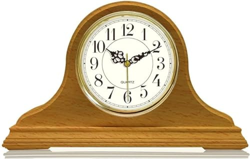 Orologio decorativo da mensola in legno massello, alimentato a batteria, per casa, soggiorno, cucina, esposizione del caminetto